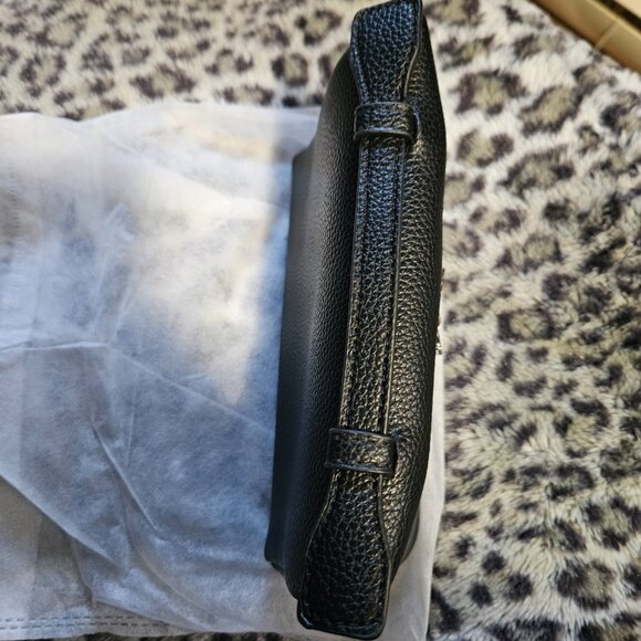 Fashion Small Side Bag Crossbody Bag Black Vegan Leather Silver Hardware - NWT - Picture 6 of 16